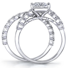 2.10Ct. Princess-Cut Moissanite Cathedral Wedding Bridal Set Engagement Ring 18K White Gold over Silver