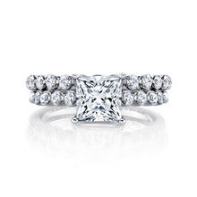 2.10Ct. Princess-Cut Moissanite Wedding Bridal Set Engagement Ring 18K White Gold over Silver