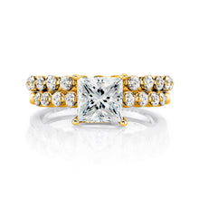 2.10Ct. Princess-Cut Moissanite Wedding Bridal Set Engagement Ring 18K Yellow Gold over Silver