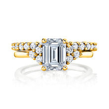 2.75Ct. Emerald Cut Moissanite Victorian Bridal Set Engagement Ring Wedding Band 18K Yellow Gold over Silver