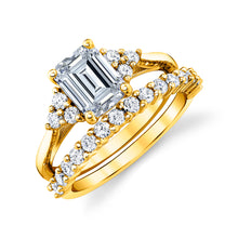 2.75Ct. Emerald Cut Moissanite Victorian Bridal Set Engagement Ring Wedding Band 18K Yellow Gold over Silver