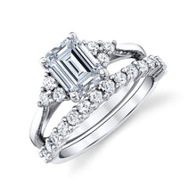 2.75Ct. Emerald Cut Moissanite Victorian Bridal Set Engagement Ring Wedding Band 18K White Gold over Silver