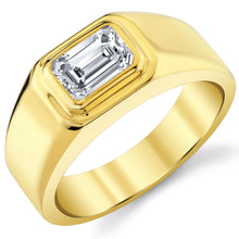 Men's 1Ct. Emerald-Cut Moissanite Solitaire Engagement Ring Wedding Band 18K Gold over Silver