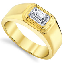 Men's 1Ct. Emerald-Cut Moissanite Solitaire Engagement Ring Wedding Band 18K Gold over Silver