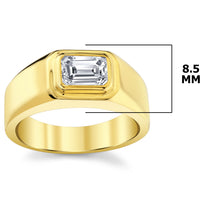 Men's 1Ct. Emerald-Cut Moissanite Solitaire Engagement Ring Wedding Band 18K Gold over Silver