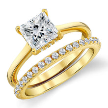 1.85Ct Princess-Cut Moissanite Under Halo Wedding Ring Band Bridal Set 18K Gold over Silver