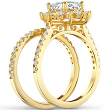 3Ct Oval Moissanite Bridal Set Vintage Victorian Halo Engagement Ring 18K Gold over Sterling Silver