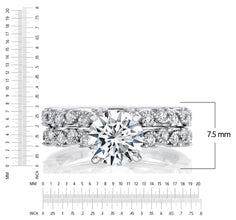 2Ct Round-cut Moissanite Laced Milgrain Bridal Set Engagement Ring 18K White Gold over Sterling Silver