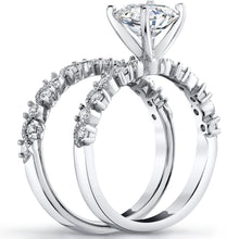 2Ct Round-cut Moissanite Laced Milgrain Bridal Set Engagement Ring 18K White Gold over Sterling Silver