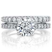 2.5Ct Round-Cut Moissanite Bridal Set Arched Halo Engagement Ring 18K White Gold over Silver