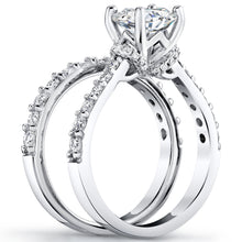 2.5Ct Round-Cut Moissanite Bridal Set Arched Halo Engagement Ring 18K White Gold over Silver