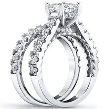 3.3Ct Round Moissanite Cathedral Style Wedding Ring Under Halo Bridal Set 18K White Gold over Silver