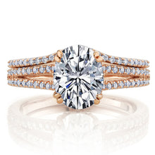 2.5Ct Oval Moissanite Bridal Set Under Halo Engagement Ring 18K Rose Gold over Silver