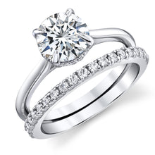 2Ct Round Moissanite Bridal Set Under Halo Cathedral Wedding Ring 18K White Gold over Silver