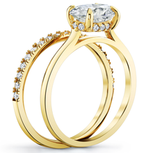 2Ct. Moissanite 18K Gold Sterling Silver Under Halo Engagement Wedding Ring Bridal Set