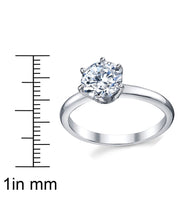 Women's 1.25 Carat Round Brilliant Cubic Zirconia Sterling Silver 925 Wedding Engagement Ring 2MM