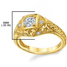 Women's 1Ct. Moissanite Carved 18K Gold over 925 Sterling Silver Vintage Bridal Engagement Ring