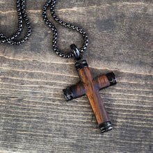 Real Santos Wood Cross Necklace Pendant Black 24