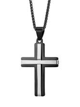 Men's Stainless Steel Cross Pendant Necklace Two-Tone 24