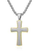 Men's Stainless Steel Cross Pendant Gold & Silvertone 24