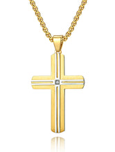 Men's Goldtone Stainless Steel Cross Pendant Cubic-Zirconia 24