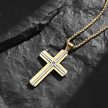 Men's Goldtone Stainless Steel Cross Pendant Cubic-Zirconia 24