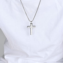 Men's Stainless Steel Jesus Cross Pendant Silvertone 24