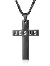 Men's Black Stainless Steel Jesus Cross Pendant 24