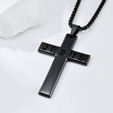 Men's Black Stainless Steel Jesus Cross Pendant 24