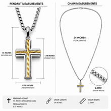 Metal Masters Men's Unisex Stainless Steel Two-Tone Cross Necklace with Golden Twisted Cable Inlay 24