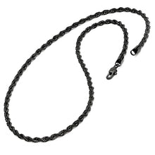 Stainless Steel Rope Chain Necklace 24 inch 4MM 5MM Goldtone Black Silvertone