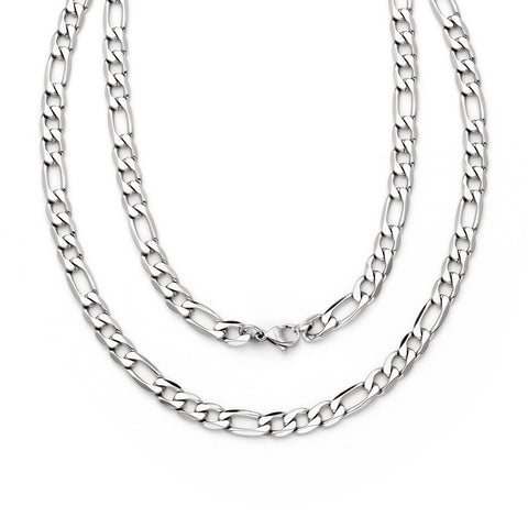 8MM Solid Men's Stainless Steel Figaro Chain Necklace 24