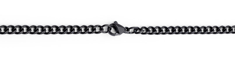 Men's Black Stainless Steel Curb Chain Necklace 4mm 24