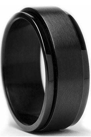 Men's Black Stainless Steel Spinner Fidget Ring Anxiety Band 8MM
