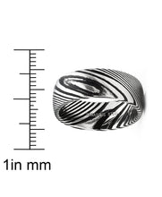 Men's Damascus Steel Wedding Band Ring Black Oxidized Dome Comfort-fit 8MM 7-15