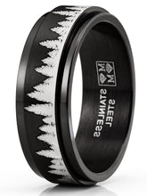 Men's Stainless Steel Forest Trees Spinner Fidget Ring Anxiety Band Outdoor 8MM