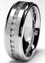 7MM Men's Eternity Titanium Ring Wedding Band with Cubic Zirconia CZ sizes 5 to 13