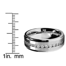 7MM Men's Eternity Titanium Ring Wedding Band with Cubic Zirconia CZ sizes 5 to 13