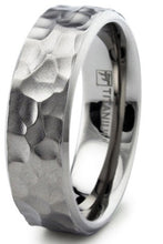 Men's 8MM Hammered Titanium Ring Wedding Band Matte Finish Sizes 8 to 13