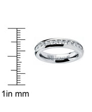 Women's 3MM High Polish Princess Cut Ladies Eternity Titanium Ring Wedding Cubic Zirconia Sz 4-11