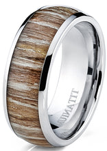 Men's Titanium Ring Wedding Band Engagement Ring Real Wood Inlay 8MM Sizes 6-13