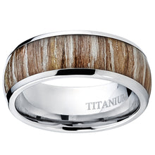 Men's Titanium Ring Wedding Band Engagement Ring Real Wood Inlay 8MM Sizes 6-13