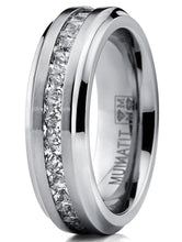 Titanium Men's Wedding Band Engagement Eternity Ring Princess Cut Cubic Zirconia 7MM