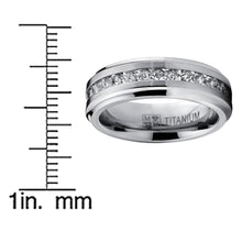 Titanium Men's Wedding Band Engagement Eternity Ring Princess Cut Cubic Zirconia 7MM