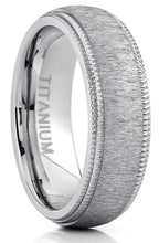 Men's Titanium Hairline Ground Brushed Finish Dome Comfort-fit Wedding Band 7MM