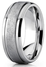Men's Grooved Titanium Wedding Band Ring Textured Brushed Finish 8MM