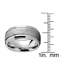Men's Grooved Titanium Wedding Band Ring Textured Brushed Finish 8MM