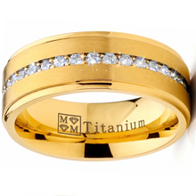 1.5 Ct. Titanium Men's Eternity Goldtone Wedding Band Ring Cubic Zirconia CZ 8MM