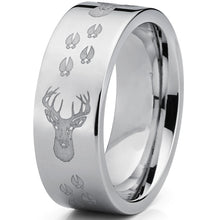 Men's Deer Hunting Titanium Ring Wedding Band High Polish Silver 8MM