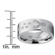 Men's Deer Hunting Titanium Ring Wedding Band High Polish Silver 8MM